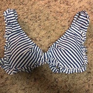 Jcrew new bikini top. Seersucker blue ruffle
